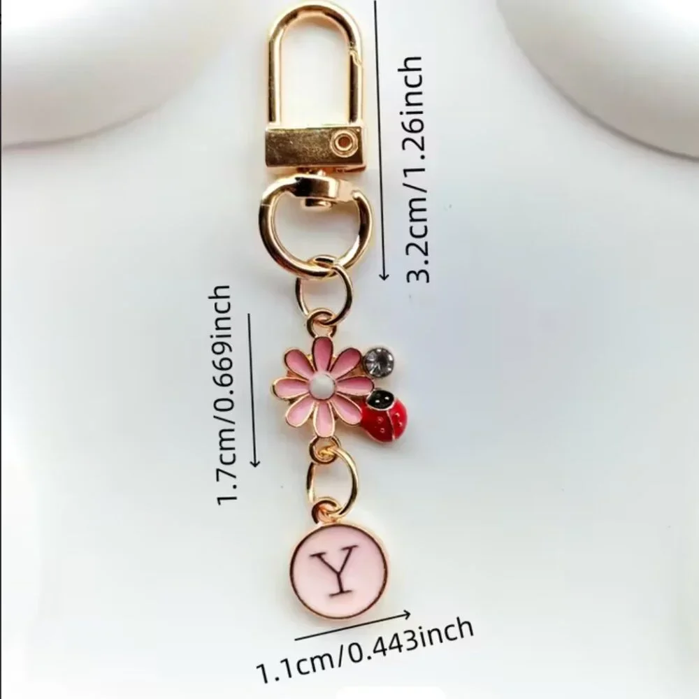 Gifted to Customer ~ PINK Flower Keychain / Bag Charm - Initial B